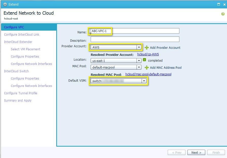 Figure 14. Configure VPC To configure the VPC, do the following: a. In the Name field, enter a name for the Virtual Private Cloud b. In the description field enter an optional description c.