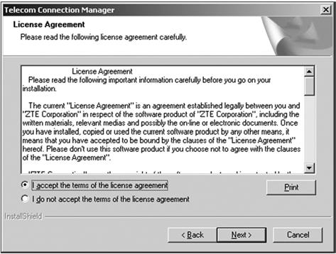 Read the license agreement, choose I