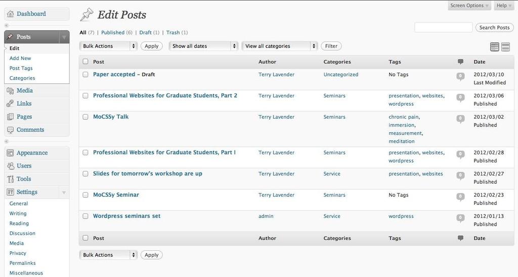Posts Posts are (generally) short news items. If you selected Your Latest Posts on the Reading setting, your posts will appear on the front page of your blog with the newest post at the top.
