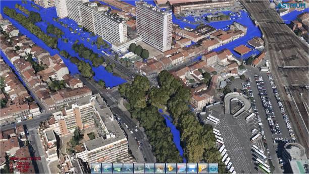 As an example, 3D Mosaic are used in flood simulation application and risk management application as illustrated below.