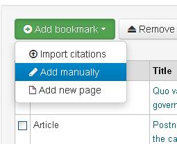 You may wish to add a journal to your list without specifying any articles. You can do this by finding the journal on the library catalogue and clicking Add to My Bookmarks.