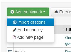 3.7 Importing.ris files from bibliographic software You can also bulk import up to 100 references using files from bibliographic management software such as RefWorks or Endnote.