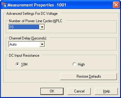 Getting Started with Data Logger for 34980A 1 8 The More column under Measurement allows you to select advanced settings for the measurement function.