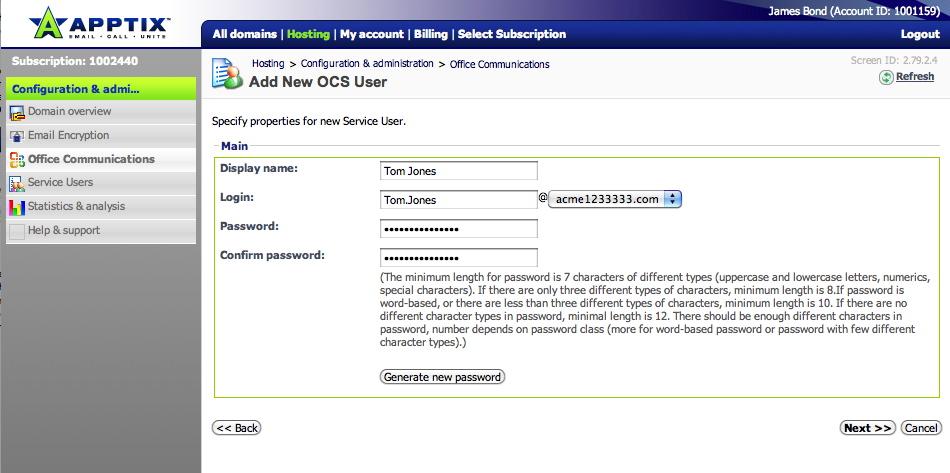 OCS Admin Guide Ordering & Provisioning / Configuring OCS Page 7 of 9 4. Now confirm the Sign-in Address which should already be filled in for you.