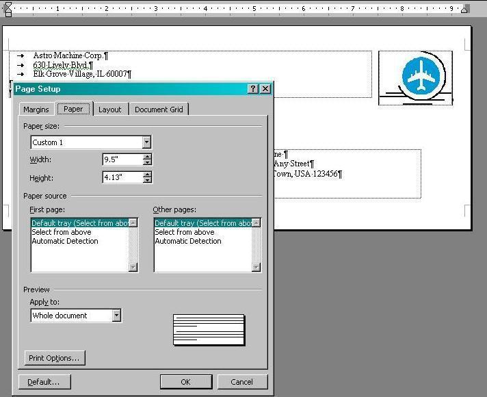 Select margins as shown below. Set margins that you want to use for the layout. Minimum left and right margins that can be set are 0.13". Select Landscape for paper orientation, then select Paper tab.