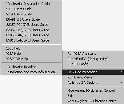 Agilent IO Libraries Description 3 Electronic manuals (.