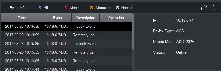 Figure 17-9 Parameter Note Lock event in current event info, during the period the