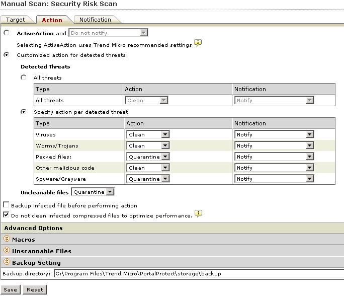 Trend Micro PortalProtect 2.1 Administrator s Guide 3. The Manual Scan > Security Risk Scan screen then appears. 4.