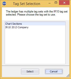 When editing or merging IR10 tag sets, it is advisable to remove the old tag set, or uncheck this setting, so that only the correct tag set is available to AIM.