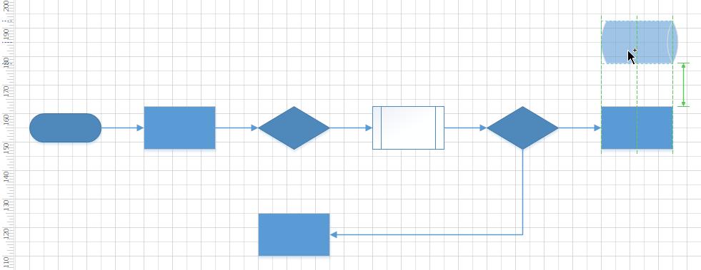 Then drag this so that it is three alignment squares above the newly added Process (rectangle) shape (see illustration below).