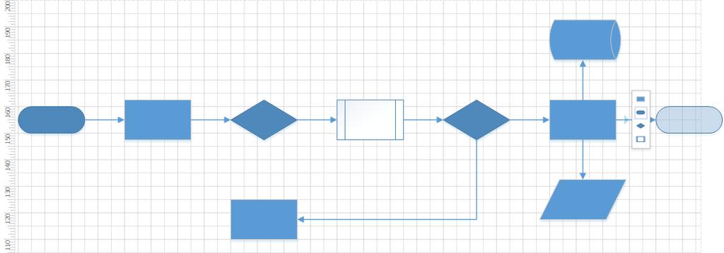 Click on the bottom-facing arrow to create the connecting arrow to the Data shape. We will now complete the Flowchart s drawing by adding the Start/End shape that completes the process.