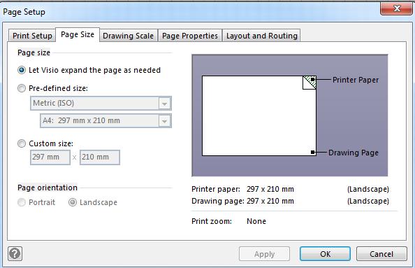 CHANGING THE PAGE SETUP () 1 Before beginning ensure that you have completed the previous page. We will now set the screen display to enable the page to expand: Click on the Page Size tab.
