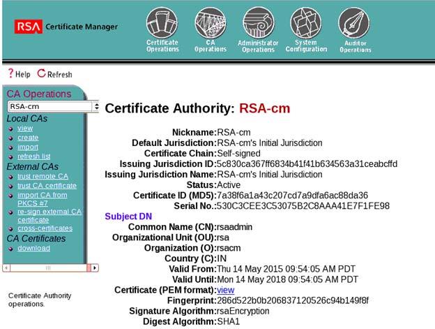 Root CA operations This section provides the user with a means of creating and downloading the CA cert to be uploaded to SSX as well as a peer device that will be