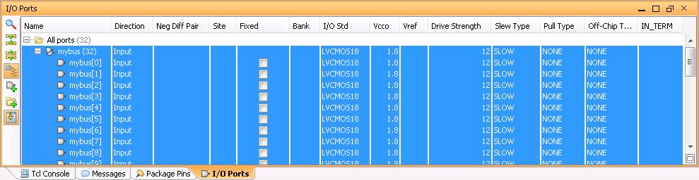Select the default I/O Standard LVCMOS18 from the drop down menu. 6. Review the other options and click OK.