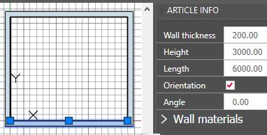 To check the dimensions of the wall you must highlight the corresponding element in the drawing area.