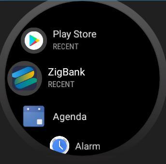 To login into the application through the wearable, tap the Zigbank application: Zigbank Application on Apple Watch