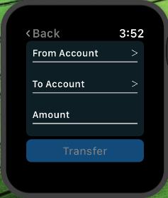 3.4 Own Account Transfer By selecting the own account transfer option as transfer type, the user is able to initiate funds towards his own accounts held with the bank.