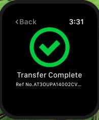 Click Transfer to complete the funds transfer.