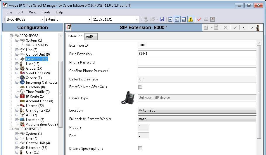 5.8. Administer SIP Extensions From the configuration tree in the left pane, right-click on Extension under the primary IP Office system, and select