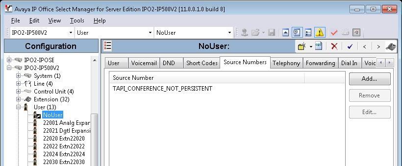 This source number setting enables a conference to be ended when the last remaining internal user exits the conference, and the setting