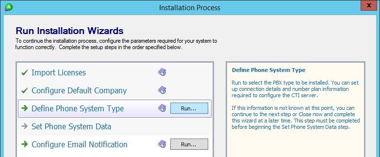 6.2. Administer Phone System Type At the conclusion of EICC installation, the Installation Process screen will be