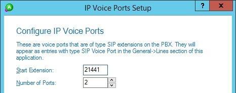 Continue with the Installation Wizard until the IP Voice Ports Setup Configure IP Voice Ports screen is