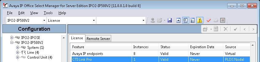 The Avaya IP Office Manager for Server Edition IPO2-IPOSE screen is displayed, where IPO2-IPOSE is the name of the primary IP Office system.