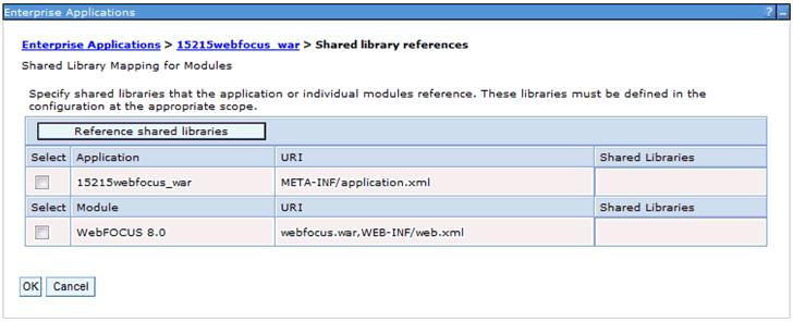 WebFOCUS Upgrade Considerations Release 8.0 Version 10 In the References area, click Shared library references, as shown in the following image.