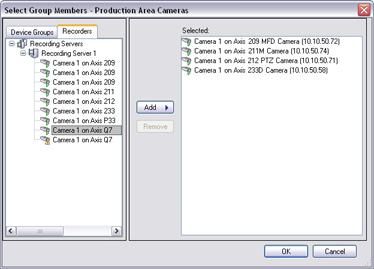 Management Client Ocularis LS / Ocularis ES SPECIFY WHICH DEVICES TO INCLUDE IN A DEVICE GROUP 1.