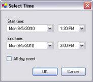Management Client Ocularis LS / Ocularis ES Time and date format may be different on your system 1. In the Select Time window, specify Start time and End time.