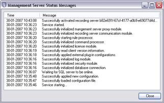 Services administration Stop the server service While the recording server service is stopped, your system will not be able to interact with devices connected to the recording server.