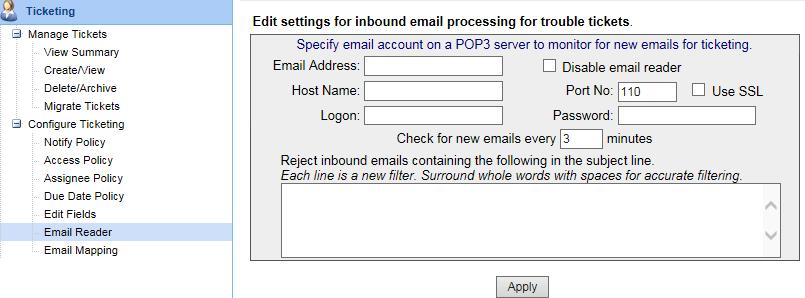 Ensure that the email setting is correct, as shown