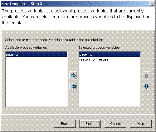 Creating Templates Figure 18. New template wizard: Process variables for an initiate process template 1.
