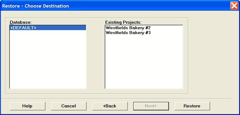 5-14 / FAS 100 CIP Accounting 2. Complete the Restore Projects dialog box, and then click Next when finished. See Restore Projects Dialog Box, page 5-15.