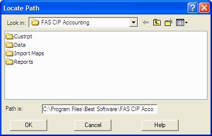 5-28 / FAS 100 CIP Accounting 4. Select the folder that you want to search, and then click OK. For more information, see Locate Path Dialog Box, page 5-29.