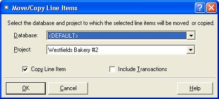 Working with Line Items and Transactions / 6-5 If you are copying the selected line items to another project, you can choose whether to also copy the transactions associated with the line items.