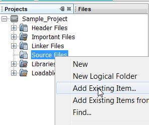 folder and select Add Existing