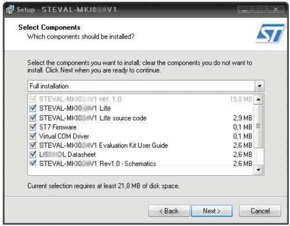 STEVAL-MKI0xxV1 GUI installation 3 STEVAL-MKI0xxV1 GUI installation The installation of the graphical user interface (GUI) for the STEVAL-MKI0xxV1 requires two steps: 1.
