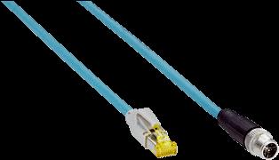 cables Head A: male connector, M12, 8-pin, straight, X-coded Head B: male connector, RJ45, 8-pin, straight Cable: Gigabit Ethernet,