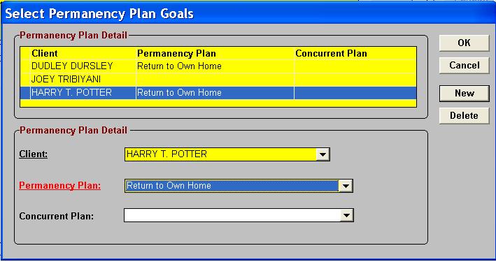 ii. iii. iv. The Select Permanency Plan Goals pop-up contains an inset grid that displays selections made in the Permanency Plan Detail section below.