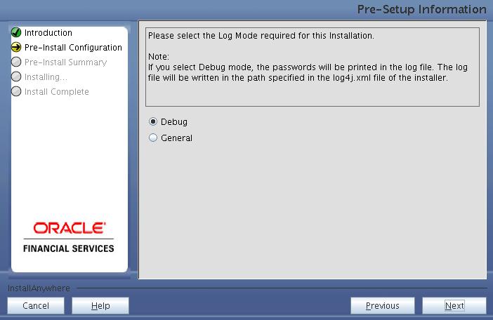 Introduction Screen 2. Choose the Log Mode for this installer.