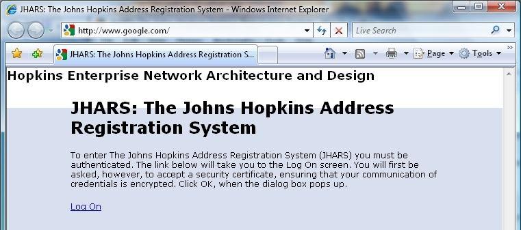JHARS Registration Required for First-Time Users: Step 15: Open a new web browser window.