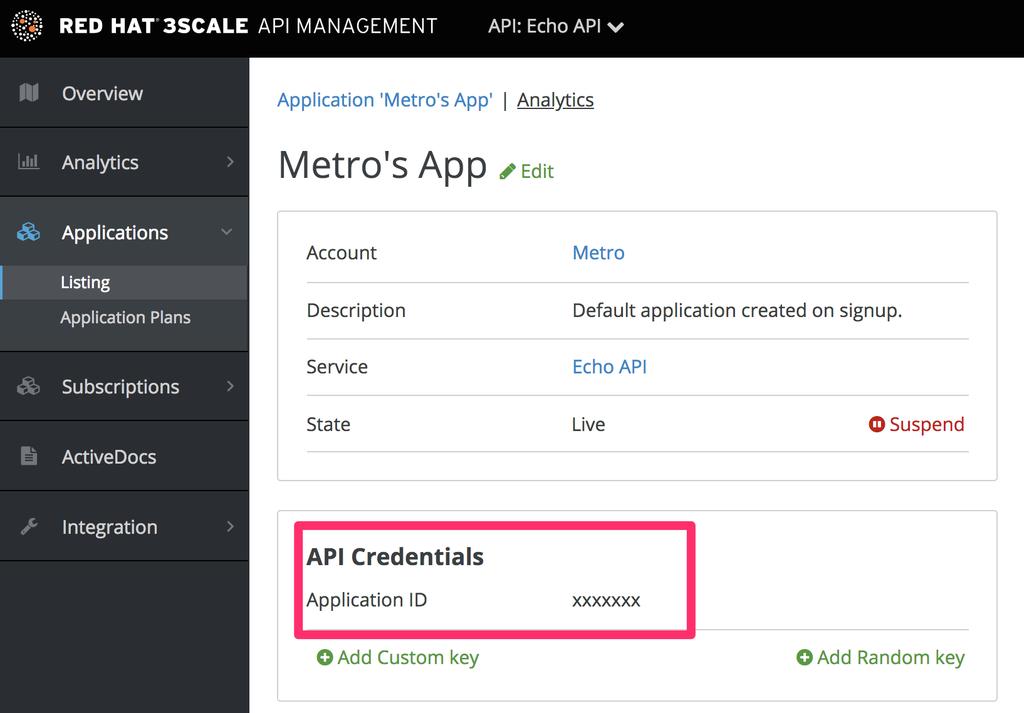For more information about the available authentication modes, see the authentication patterns article. Figure 1.3. API credentials 5.