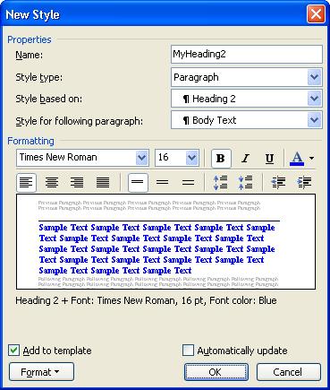 Using Microsoft Word 21 8. From the Style based on drop-down, select the Heading 2 style. 9. From the Style for following paragraph drop-down list, select the Body Text style. 10.
