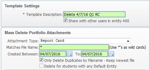 7.6. Check the box to Share with other users 7.7. From the Attachment Type dropdown menu, select Report Card 7.8.