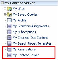 Physical Content Manager User Interface! My Content Basket Choose this option to open a page which lists all items that are currently in your content basket.