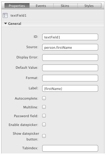 For example, we have written the following for the Text Input widget for the First Name attribute: "firstname": "First Name" And in