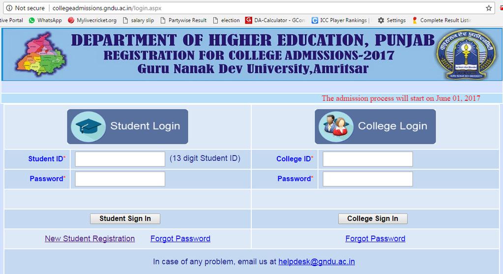 LOGIN PAGE Click at New Student