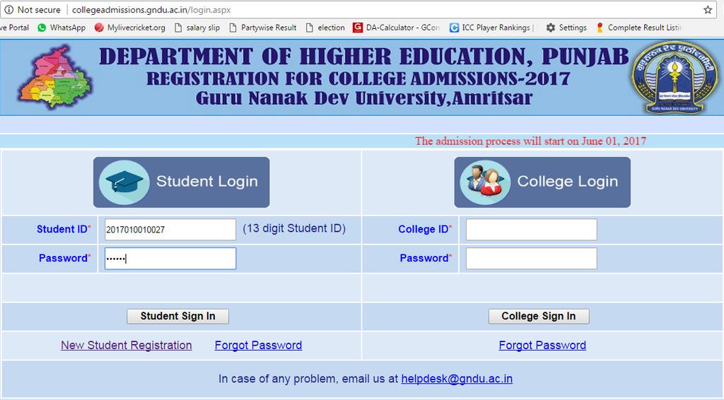 When student clicks on submit details button the unique student ID and password will be sent on student s registered mobile number and email ID.