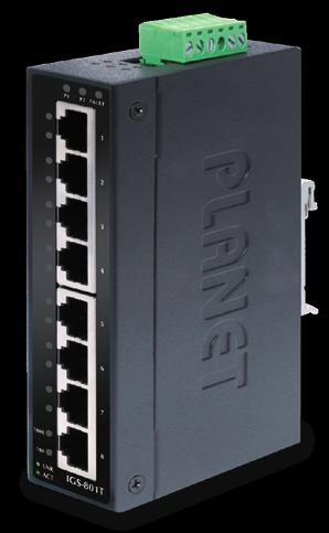 Unmanaged Switch ISW-501T / ISW-801T 5 / 8-Port 10/Mbps Rugged Metal case, IP-30 protection 12V~48V DC Wide-Rang Redundant Power Design ISW-501T / ISW-801T DIN-Rail and 3-way wall mount design -40~75
